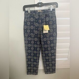 Brand new kids size 8 Gucci Denim Blue Gg logo Trousers will fits women’s xxs